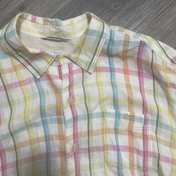 2x‎ TOMMY BAHAMA RELAX Shirt Mens XL 100% Linen Long Sleeve Button Front Check - Picture 12 of 16